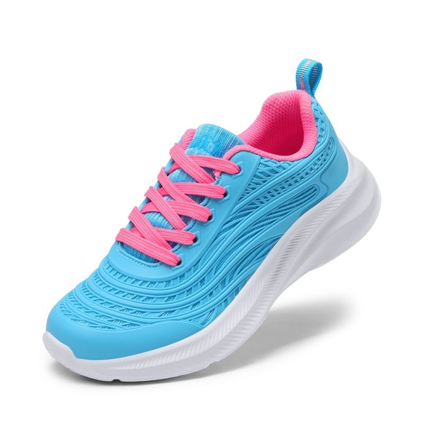 [Sparkle Glitter] Kids Lace-up Running Sneakers - BLUE HOT PINK -  0